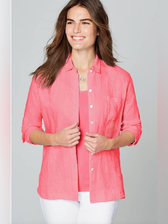 J. Jill Tops - J Jill Love Linen Button Down Shirt Teaberry Small